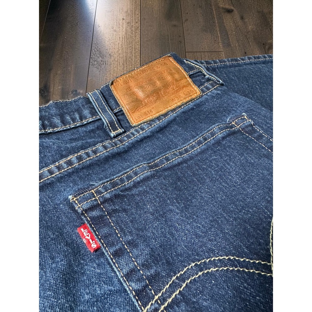 Levi's 514 Straight Jeans Mens 38x30 Blue Denim Premium Stretch Casual Classic - Picture 3 of 8